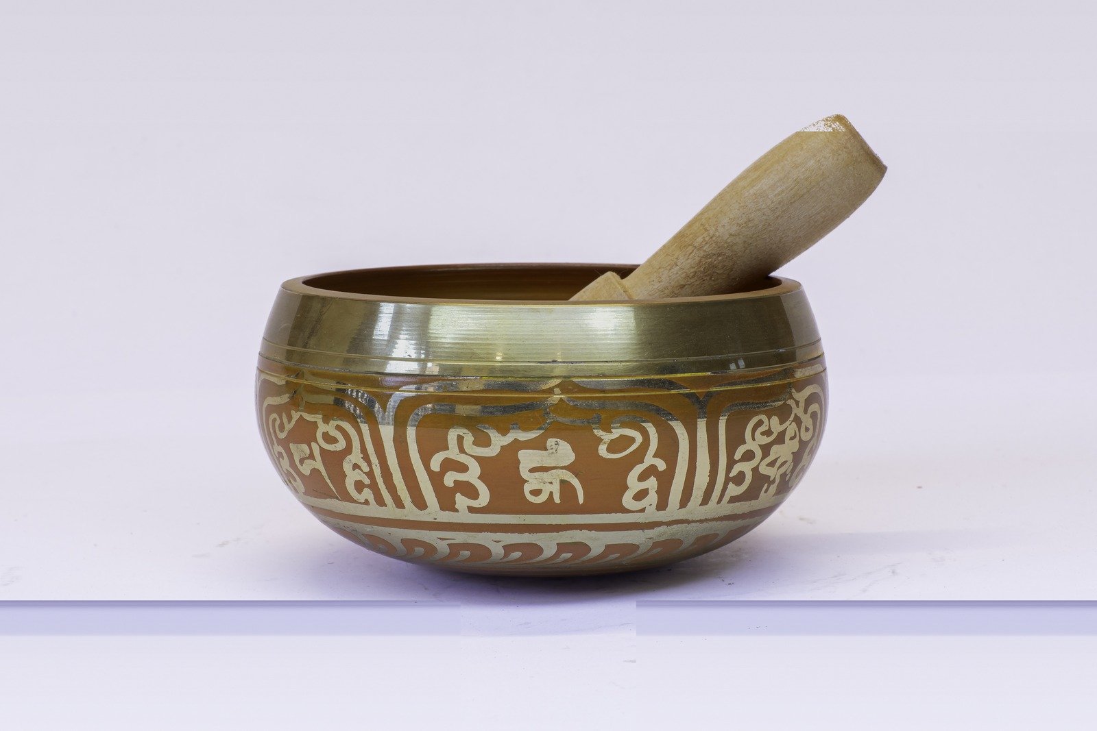 Hand-hammered Himalayan singing bowl, ready for careful packing