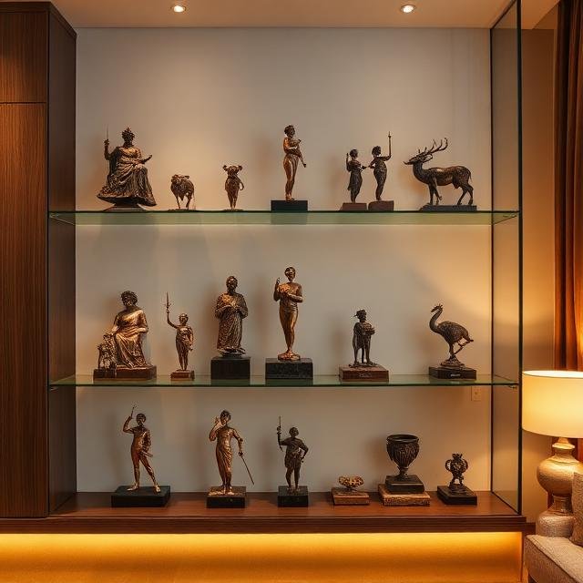 Collector examining a gilded Tara bronze