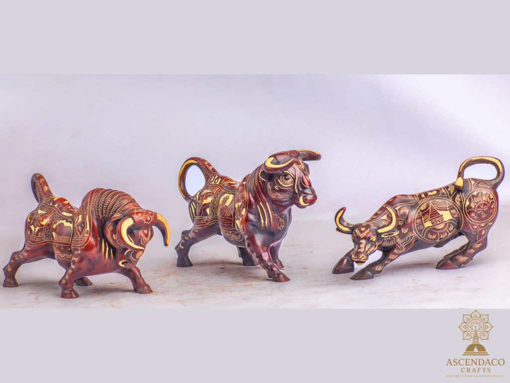 Nepali Resin Bull & Elephant Family Figurine Set – Ethnic Hand‑Carved Decor – Single, Duo, Trio, or Family Bundle
