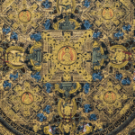 Vintage Gold Mandala Thangka – “Wheel of Eternity” & “Celestial Lotus” — 1970s Cotton Canvas Paintings with 24K Gold