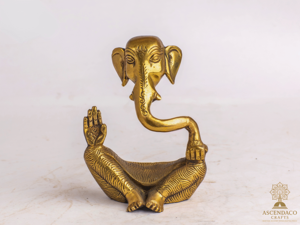 Zen Ganesha Metal Statue — Hand‑Cast Nepalese Elephant‑God Décor, Yoga & Meditation Altar Accent