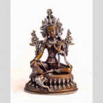 Hand‑Cast Copper Green Tara Bodhisattva | 4×3″ Nepal Artisan Sculpture