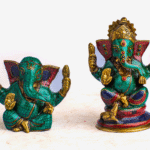 Handmade Resin Ganesha Statue with Stone Inlay – Hindu God of Prosperity –Two Size – Home Decor, Meditation Altar, Ganapati Idol Gift