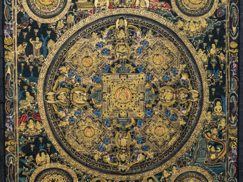 Vintage Gold Mandala Thangka – "Wheel of Eternity" & "Celestial Lotus" — 1970s Cotton Canvas Paintings with 24K Gold - Image 6