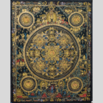 Vintage Gold Mandala Thangka – “Wheel of Eternity” & “Celestial Lotus” — 1970s Cotton Canvas Paintings with 24K Gold
