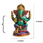 Handmade Resin Ganesha Statue with Stone Inlay – Hindu God of Prosperity –Two Size – Home Decor, Meditation Altar, Ganapati Idol Gift