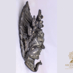 Handcrafted Mahakala Wall Mask – Fierce Protector Deity | Resin Black & Silver Finish | 12” Sacred Himalayan Art by AscendaCo Crafts