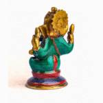 Handmade Resin Ganesha Statue with Stone Inlay – Hindu God of Prosperity –Two Size – Home Decor, Meditation Altar, Ganapati Idol Gift