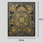 Vintage Gold Mandala Thangka – “Wheel of Eternity” & “Celestial Lotus” — 1970s Cotton Canvas Paintings with 24K Gold