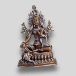 Hand‑Cast Copper Green Tara Bodhisattva | 4×3″ Nepal Artisan Sculpture