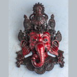 Divine Trio Wall Mask | Ganesha Shiva Parvati Set – Handcrafted Nepalese Resin Spiritual Decor