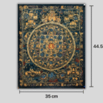 Vintage Gold Mandala Thangka – “Wheel of Eternity” & “Celestial Lotus” — 1970s Cotton Canvas Paintings with 24K Gold