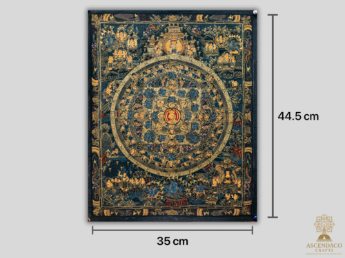 Vintage Gold Mandala Thangka – "Wheel of Eternity" & "Celestial Lotus" — 1970s Cotton Canvas Paintings with 24K Gold - Image 4