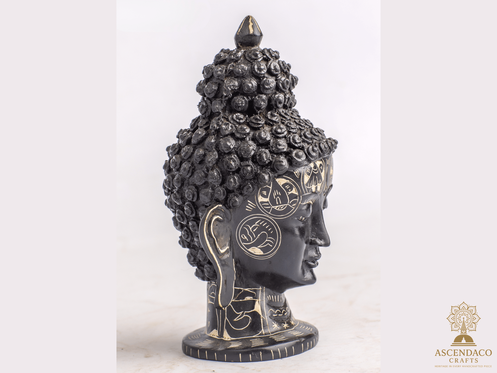 Hand Carved Resin Buddha Head Sculpture – Enlightenment Bust for Meditation, Home Altar or Gift | AscendaCo Crafts - Image 6