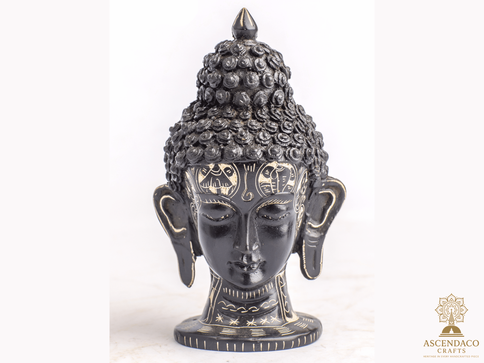 Hand Carved Resin Buddha Head Sculpture – Enlightenment Bust for Meditation, Home Altar or Gift | AscendaCo Crafts - Image 7