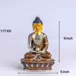 Handcrafted Copper Buddha Statues – 9″ & 5″ Options – Gold-Plated, Stone Chip Inlay – Individual or Combo (Meditation Décor)