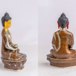 Handcrafted Copper Buddha Statues – 9″ & 5″ Options – Gold-Plated, Stone Chip Inlay – Individual or Combo (Meditation Décor)