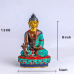 Handcrafted Copper Buddha Statues – 9″ & 5″ Options – Gold-Plated, Stone Chip Inlay – Individual or Combo (Meditation Décor)