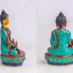 Handcrafted Copper Buddha Statues – 9″ & 5″ Options – Gold-Plated, Stone Chip Inlay – Individual or Combo (Meditation Décor)