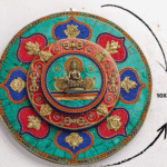 Sacred Mandala Wall Plate with Buddha | 10″ Handmade Tibetan Turquoise & Coral Inlay | Spiritual Home Decor from Nepal | AscendaCo Crafts