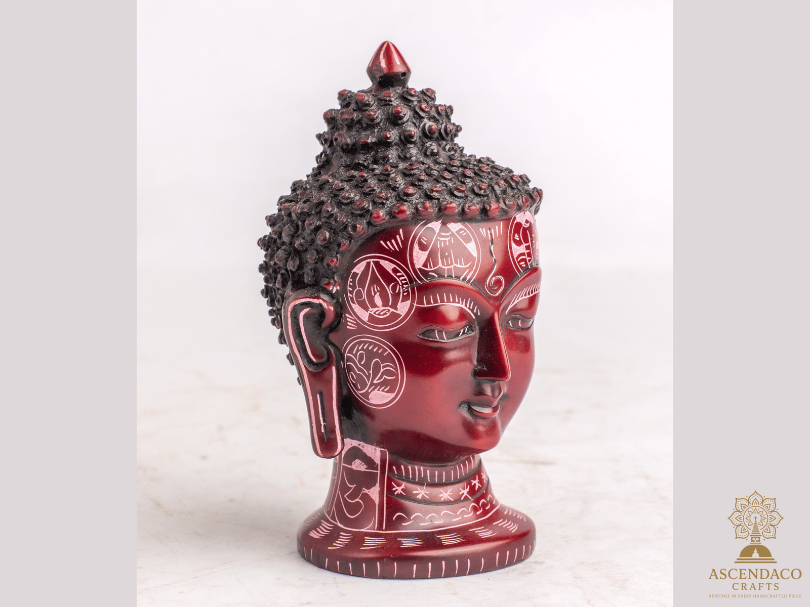 Hand Carved Resin Buddha Head Sculpture – Enlightenment Bust for Meditation, Home Altar or Gift | AscendaCo Crafts - Image 3