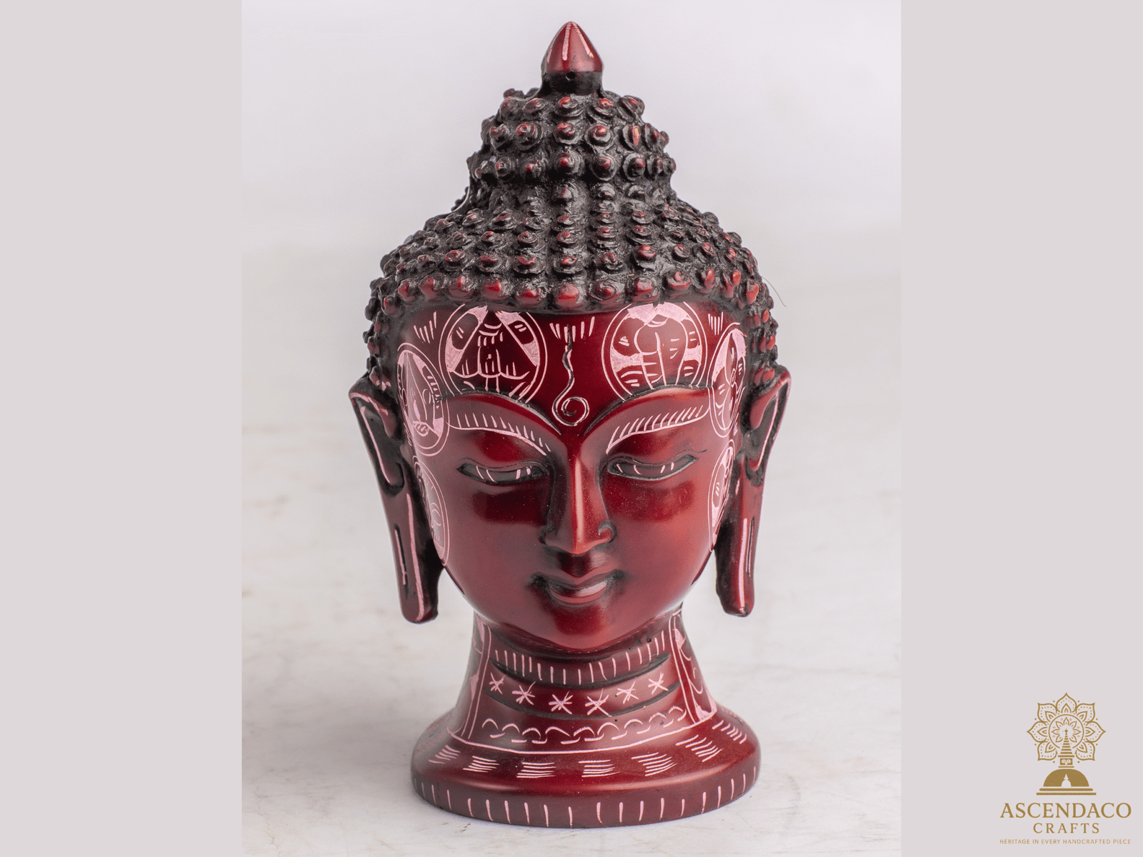 Hand Carved Resin Buddha Head Sculpture – Enlightenment Bust for Meditation, Home Altar or Gift | AscendaCo Crafts - Image 2