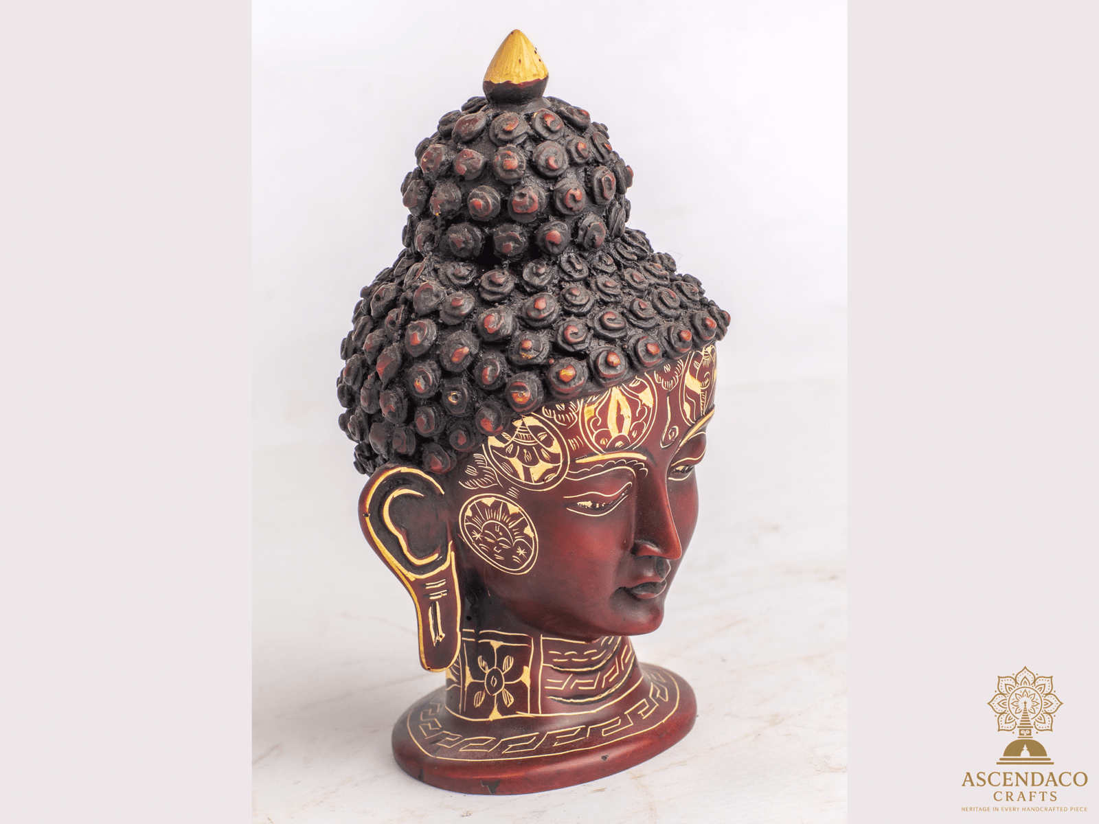 Hand Carved Resin Buddha Head Sculpture – Enlightenment Bust for Meditation, Home Altar or Gift | AscendaCo Crafts - Image 5