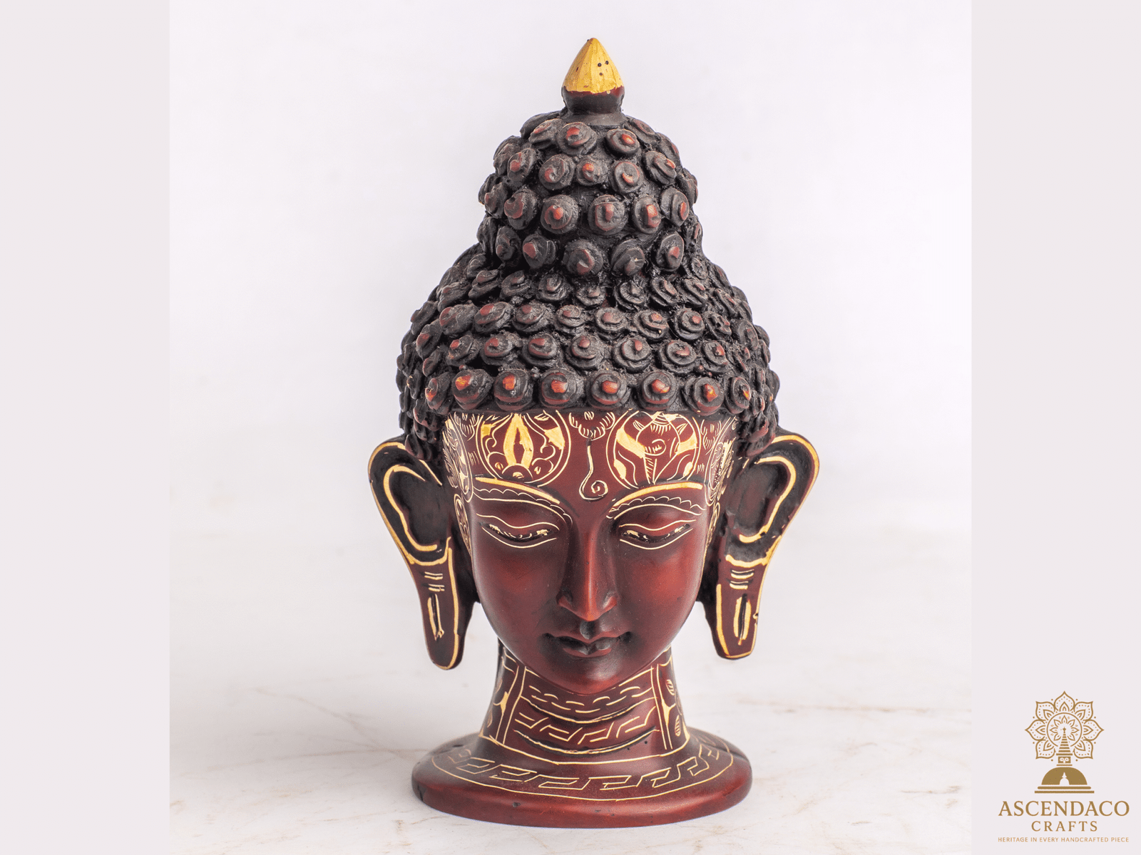 Hand Carved Resin Buddha Head Sculpture – Enlightenment Bust for Meditation, Home Altar or Gift | AscendaCo Crafts - Image 4