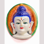 Elegant Hand‑Painted Buddha Relief Mask | 12″ Wall Hanging | Nepalese Boho Decor
