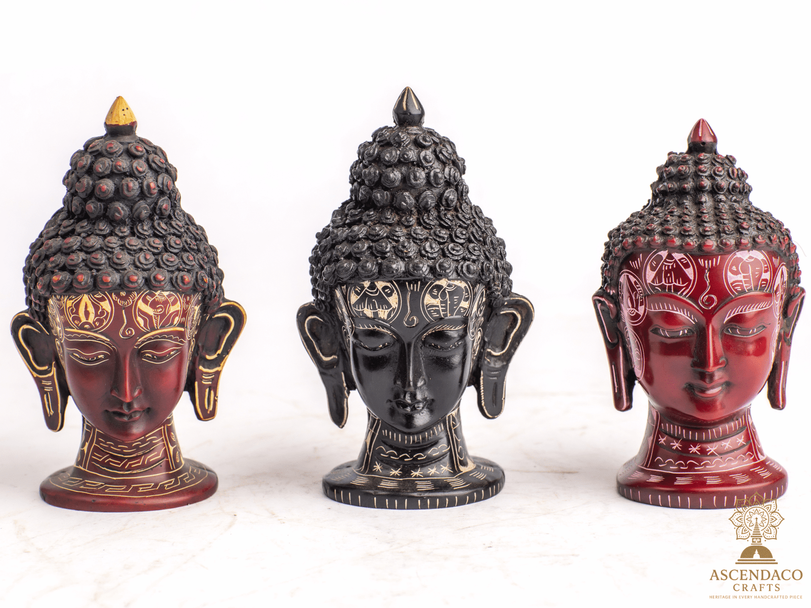 Hand Carved Resin Buddha Head Sculpture – Enlightenment Bust for Meditation, Home Altar or Gift | AscendaCo Crafts