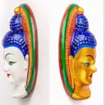 Elegant Hand‑Painted Buddha Relief Mask | 12″ Wall Hanging | Nepalese Boho Decor