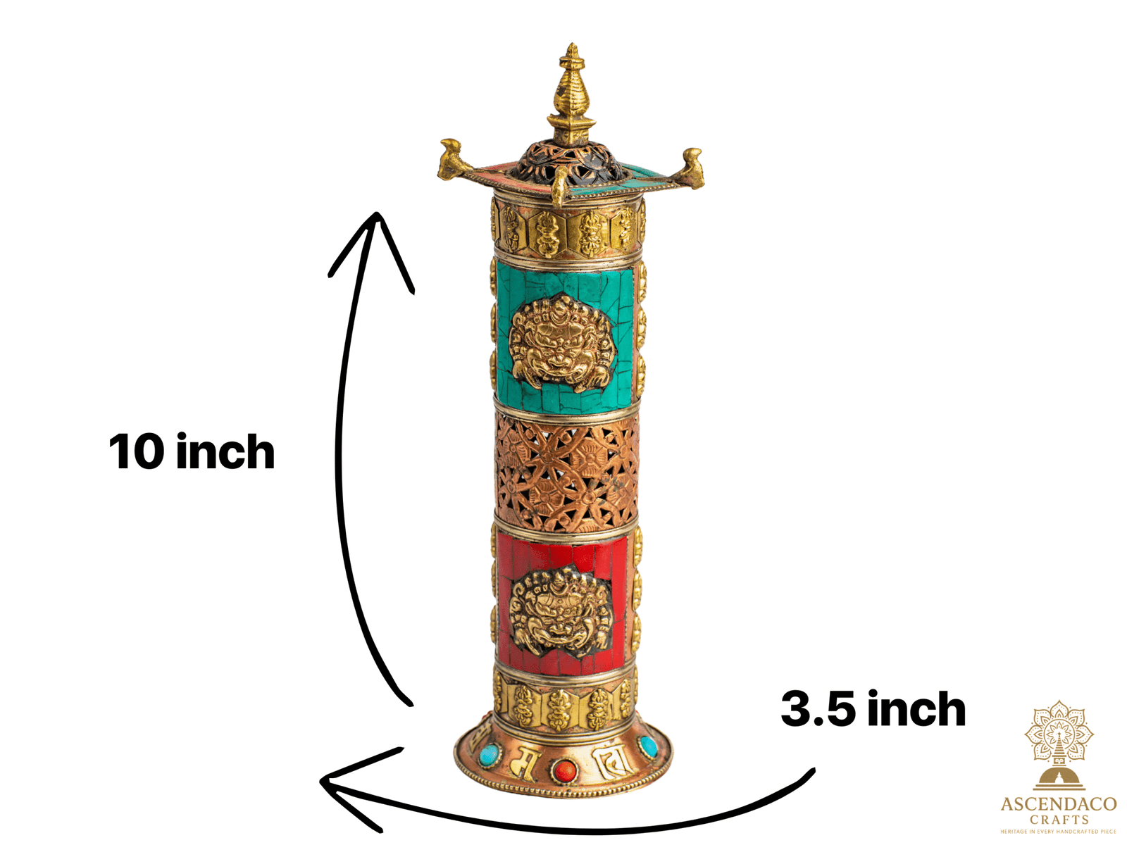 Handcrafted Tibetan Incense Box with Stone & Brass Inlay | Single or Combo Set - Image 4