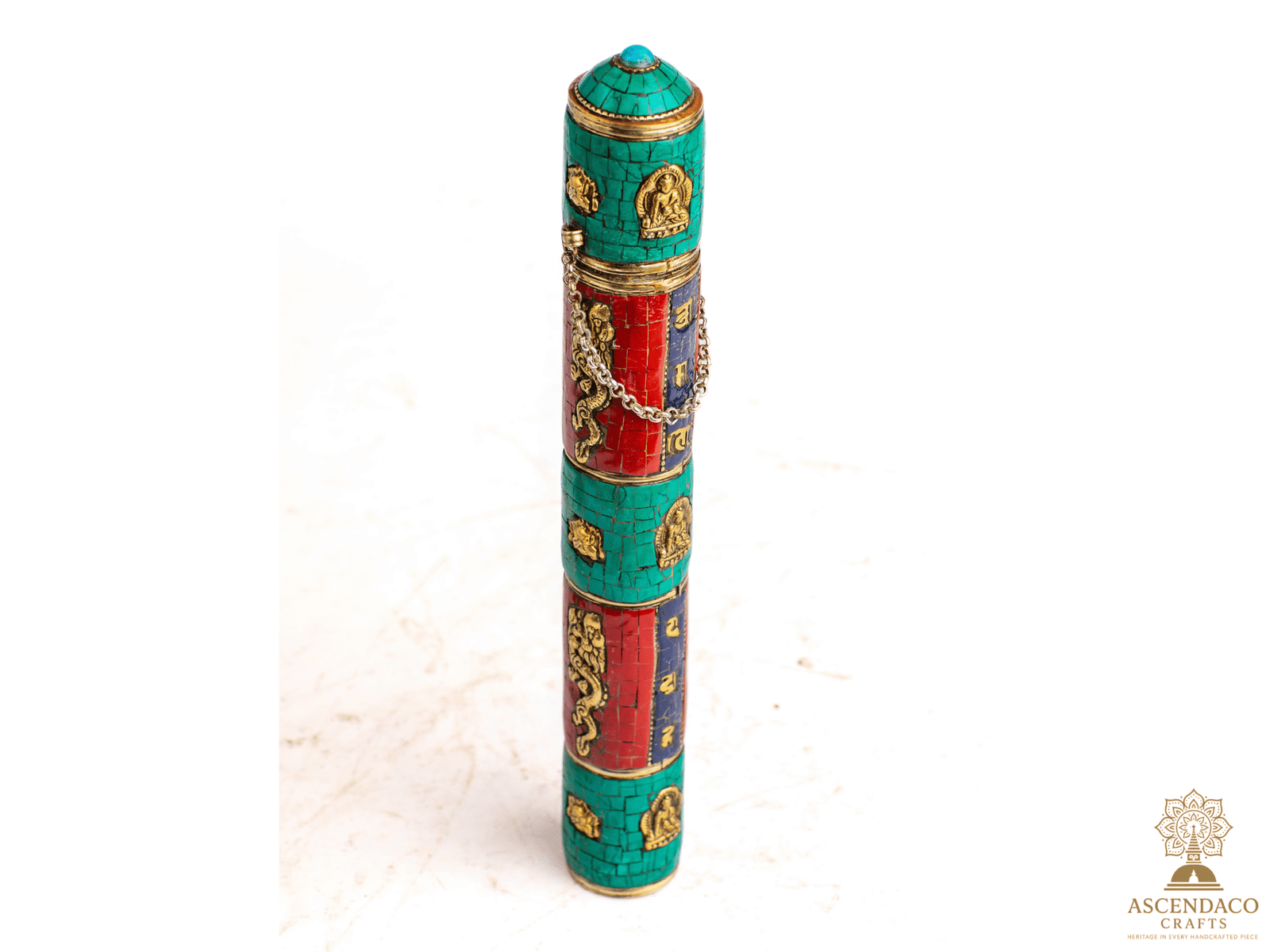 Handcrafted Tibetan Incense Box with Stone & Brass Inlay | Single or Combo Set - Image 6