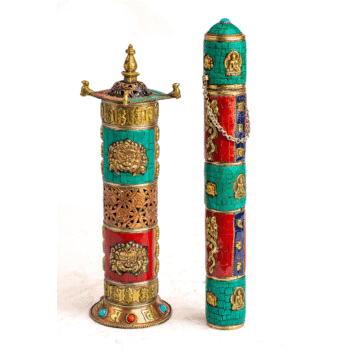 Handcrafted Tibetan Incense Box with Stone & Brass Inlay | Single or Combo Set