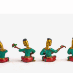 Handcrafted Brass Musician Figurine Set | Nepali Folk Band Statues | Stone Inlay Miniatures | Traditional Home Decor | AscendaCo Crafts