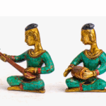 Handcrafted Brass Musician Figurine Set | Nepali Folk Band Statues | Stone Inlay Miniatures | Traditional Home Decor | AscendaCo Crafts