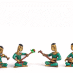 Handcrafted Brass Musician Figurine Set | Nepali Folk Band Statues | Stone Inlay Miniatures | Traditional Home Decor | AscendaCo Crafts