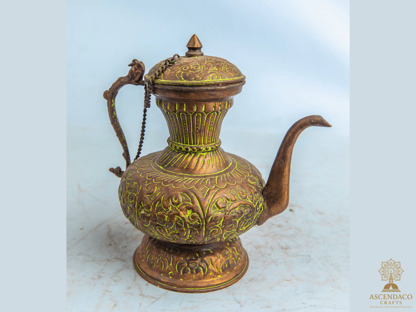 Handcrafted Antique Nepali Teapots | Vintage Water Kettle Décor | Copper & White Metal Ethnic Pots | Sold Individually or as Combo Set - Image 3