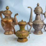Handcrafted Antique Nepali Teapots | Vintage Water Kettle Décor | Copper & White Metal Ethnic Pots | Sold Individually or as Combo Set