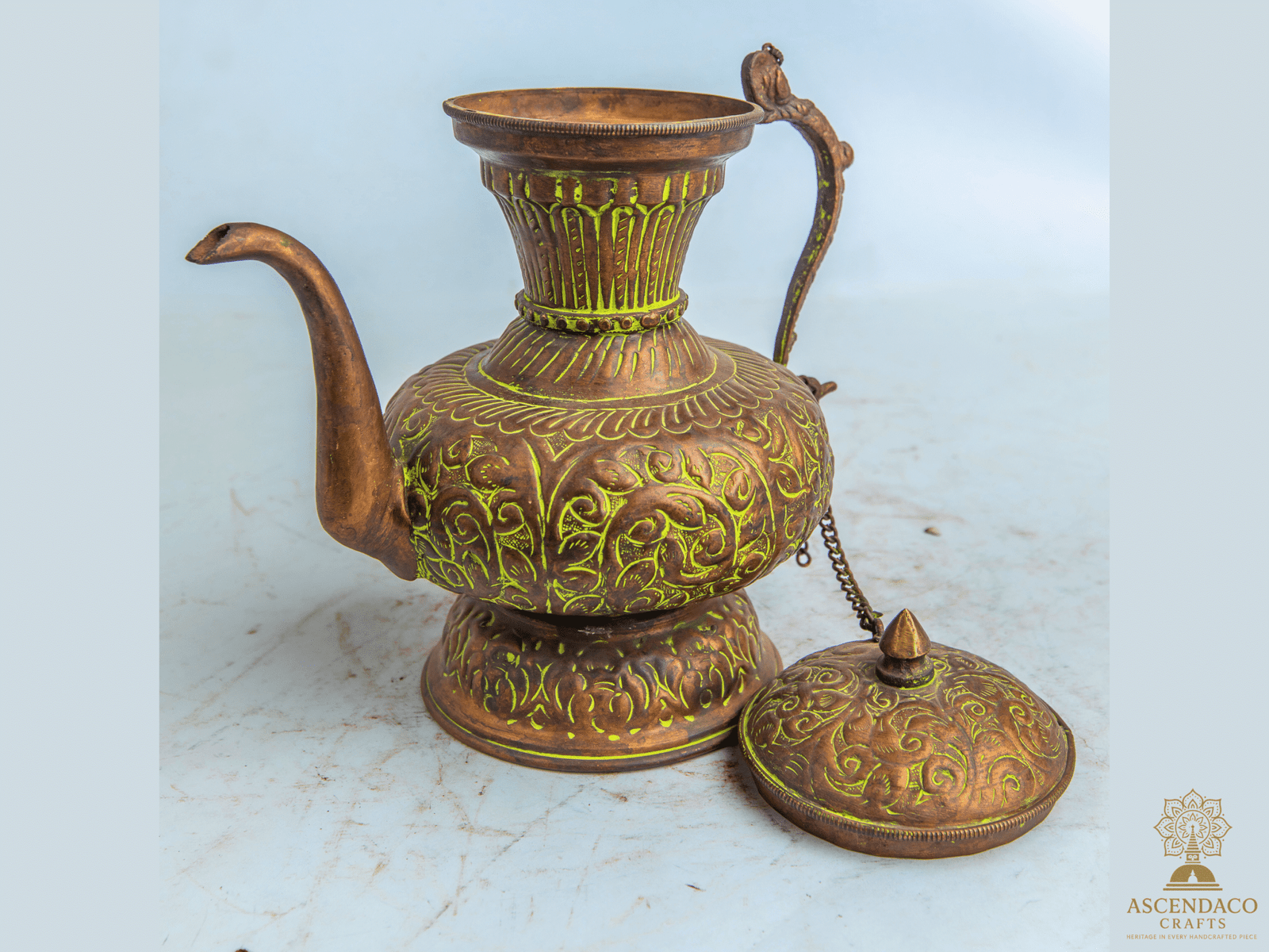 Handcrafted Antique Nepali Teapots | Vintage Water Kettle Décor | Copper & White Metal Ethnic Pots | Sold Individually or as Combo Set - Image 4