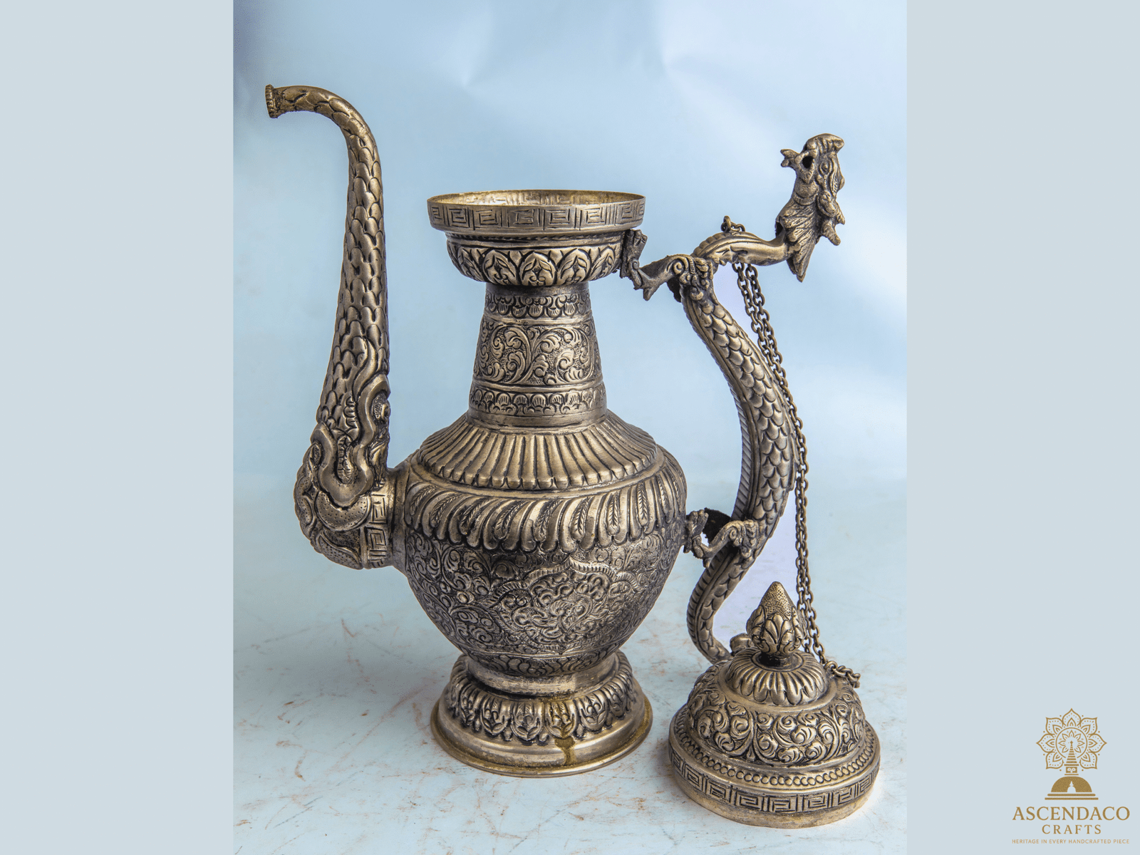 Handcrafted Antique Nepali Teapots | Vintage Water Kettle Décor | Copper & White Metal Ethnic Pots | Sold Individually or as Combo Set - Image 5