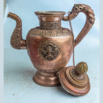 Handcrafted Antique Nepali Teapots | Vintage Water Kettle Décor | Copper & White Metal Ethnic Pots | Sold Individually or as Combo Set