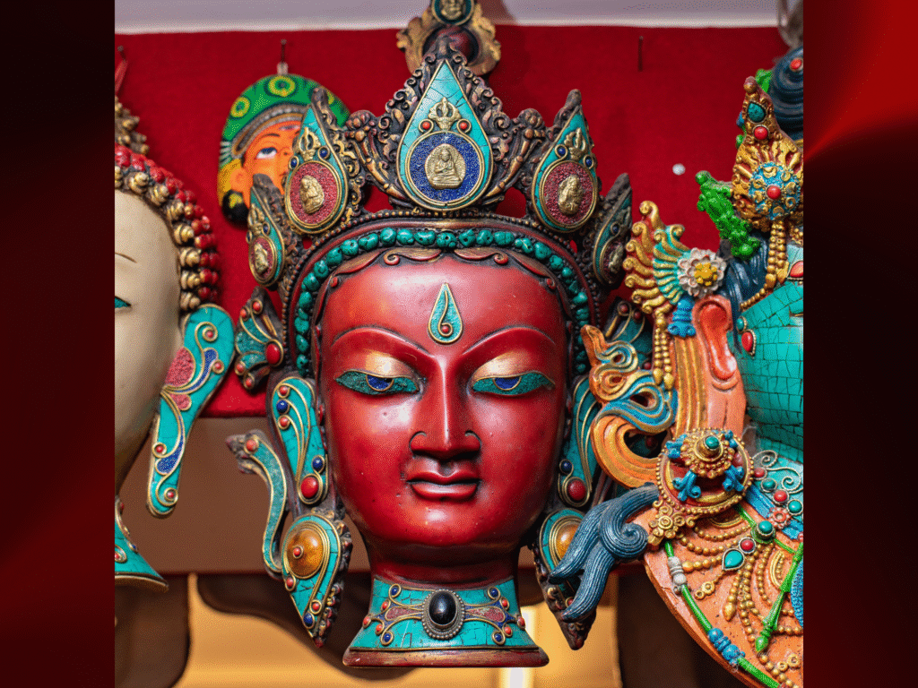 Handcrafted Himalayan Buddha & Tara Masks – Stunning Ethnic Wall Decor from Nepal – Unique Spiritual Art