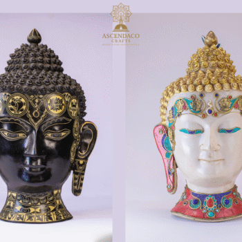 Handcrafted Buddha Head Wall Décor | Resin Art | Turquoise & Coral Inlay | Zen Wall Hanging | Spiritual Gift