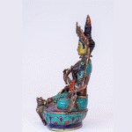 Bronze Manjushree & Buddha Statue Set | 9″ Handmade Tibetan Decor | Lapis, Turquoise, Coral Inlay | Spiritual Gift | Buddhist Sculpture