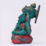 Handcrafted Resin Ganesh Statue with Lapis, Turquoise N’ Coral | 11″ Hindu Decor | Ganesha Idol for Home & Gift | 2.5kg Elephant God