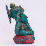 Handcrafted Resin Ganesh Statue with Lapis, Turquoise N’ Coral | 11″ Hindu Decor | Ganesha Idol for Home & Gift | 2.5kg Elephant God