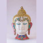 Handcrafted Buddha Head Wall Décor | Resin Art | Turquoise & Coral Inlay | Zen Wall Hanging | Spiritual Gift