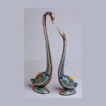 Duck Set — Handcrafted White-Metal Swan Pair with Stone Inlay