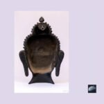Buddha Head Wall Hanging — Black & White Resin with Stone Inlay (15″)